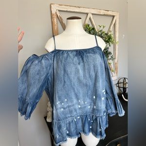 Adorable off the shoulder denim top